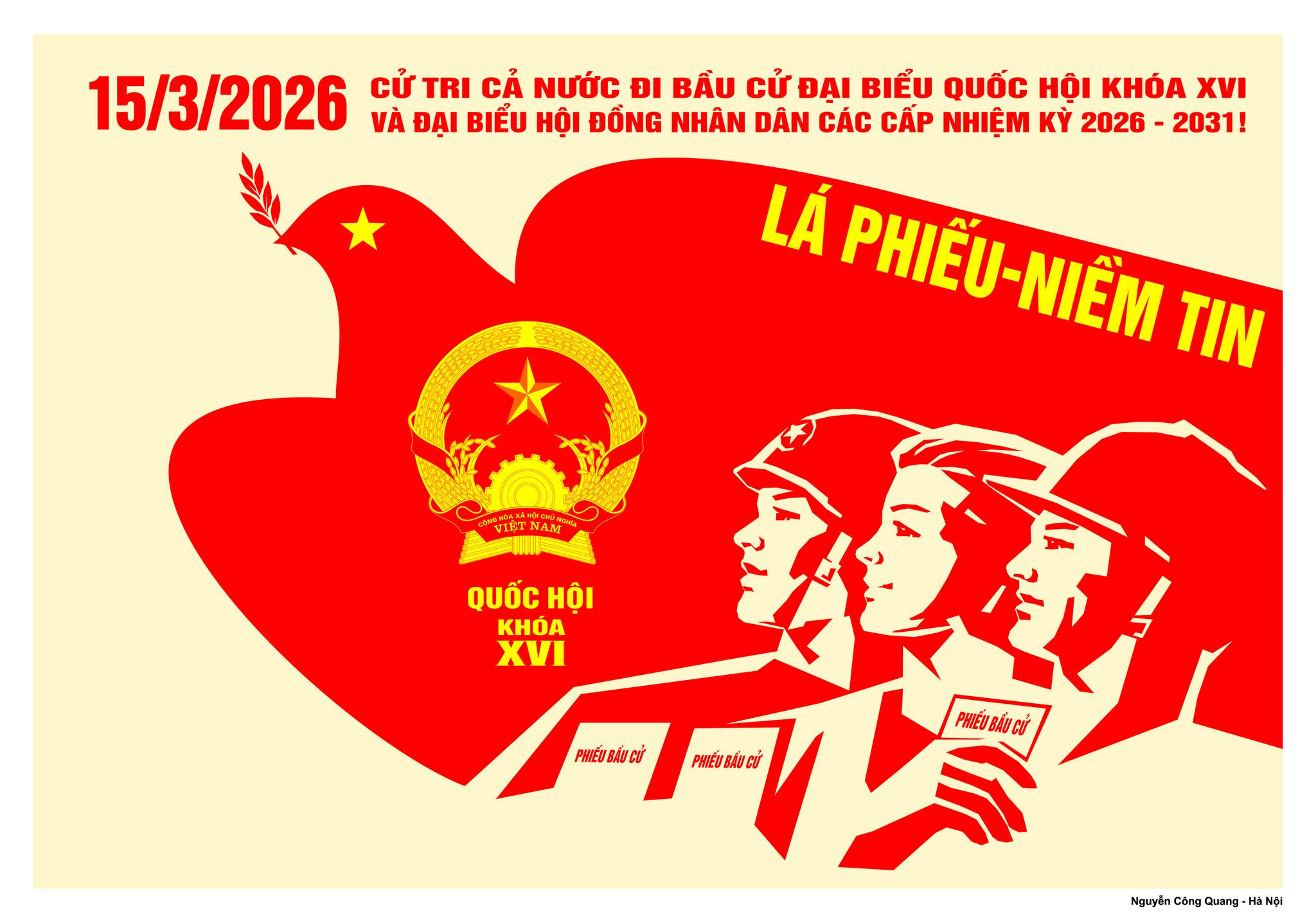 TRANH CỔ ĐỘNG TUYÊN TRUYỀN BẦU CỬ ĐẠI BIỂU QUỐC HỘI KHOÁ XVI VÀ ĐẠI BIỂU HỘI ĐỒNG NHÂN DÂN CÁC CẤP NHIỆM KỲ 2026 - 2030